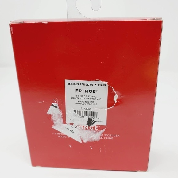 Fringe Dog Wearing Santa Hat Glass Round Convex Christmas Ornament - Picture 3 of 3